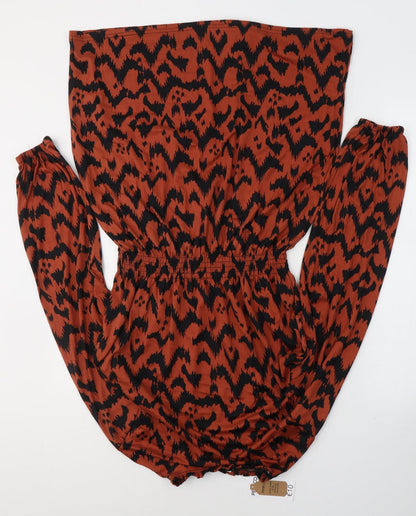 Pep&Co Womens Orange Geometric Viscose Jumper Dress  Size M  Round Neck Pullover