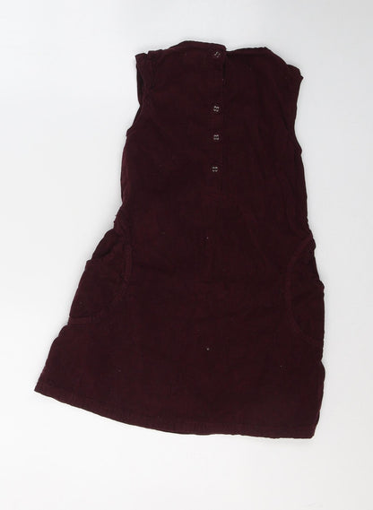 name it Girls Red  Cotton A-Line  Size 7 Years  Round Neck Button