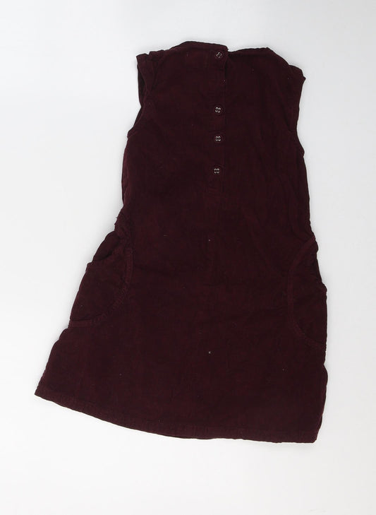 name it Girls Red  Cotton A-Line  Size 7 Years  Round Neck Button