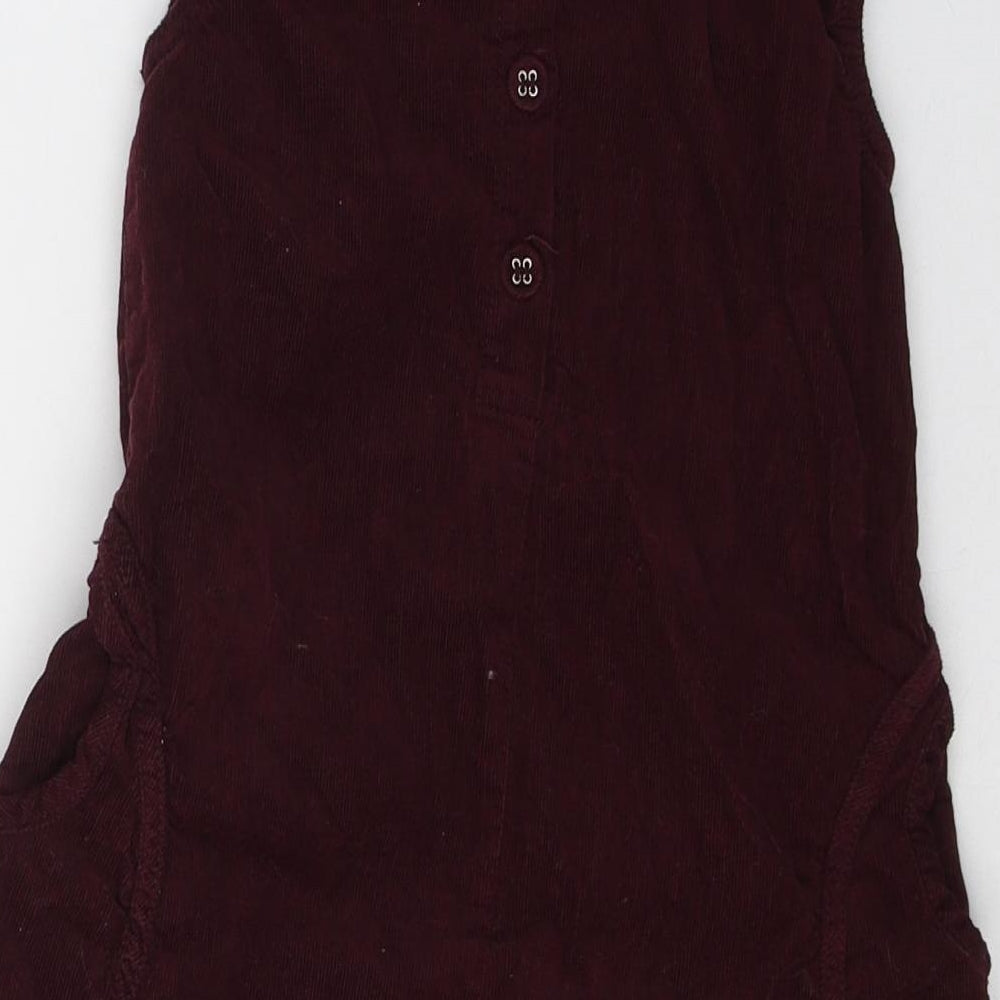 name it Girls Red  Cotton A-Line  Size 7 Years  Round Neck Button