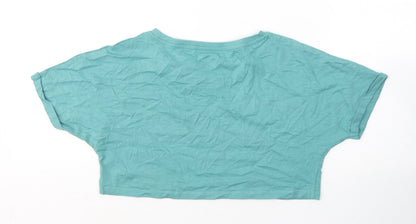 Very Girls Blue  Cotton Cropped T-Shirt Size 9 Years Round Neck Pullover - NYC