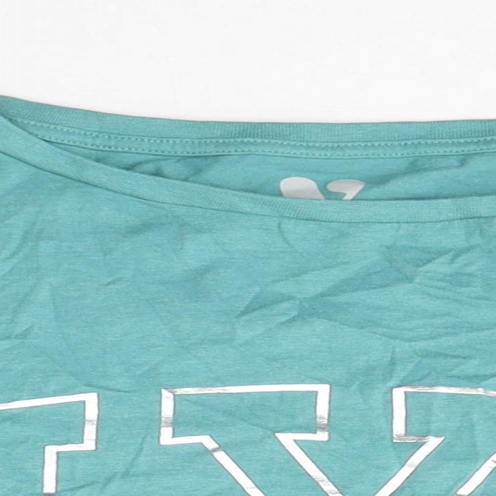 Very Girls Blue  Cotton Cropped T-Shirt Size 9 Years Round Neck Pullover - NYC