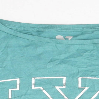 Very Girls Blue  Cotton Cropped T-Shirt Size 9 Years Round Neck Pullover - NYC