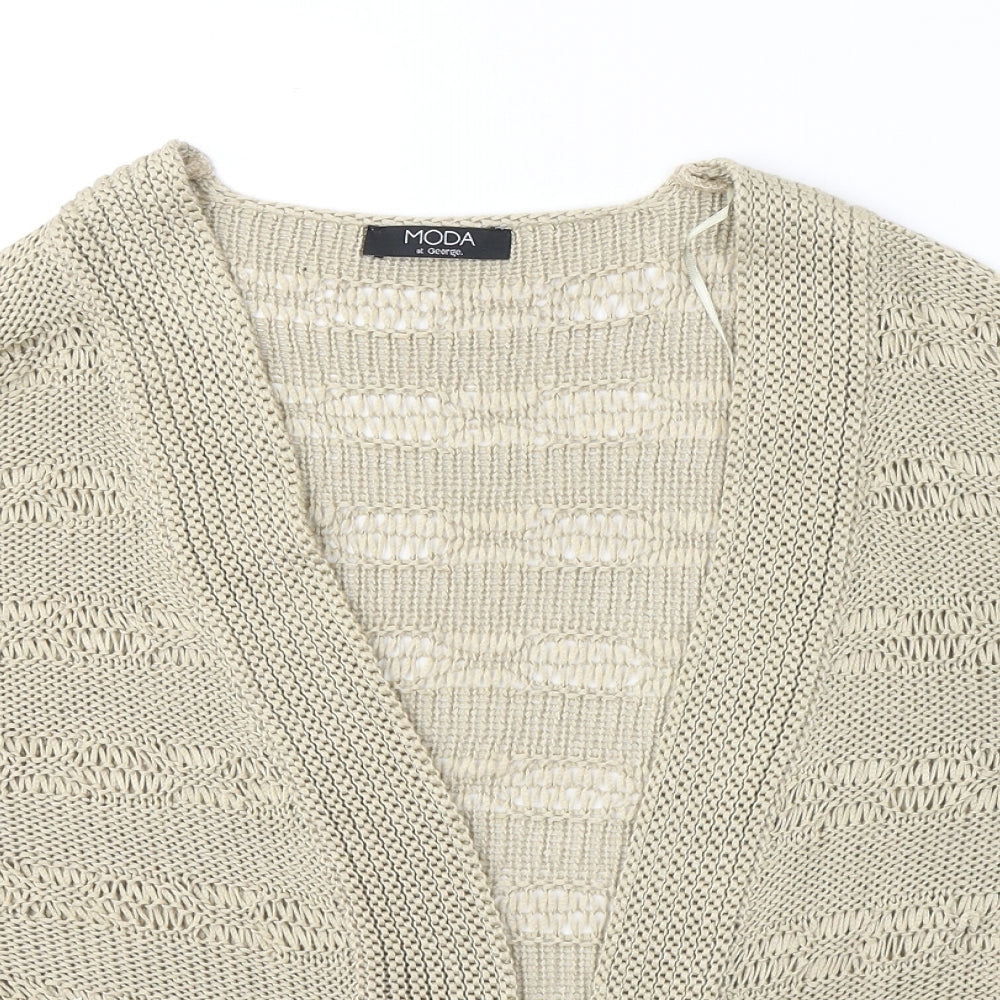George Womens Beige V-Neck  Acrylic Cardigan Jumper Size 16