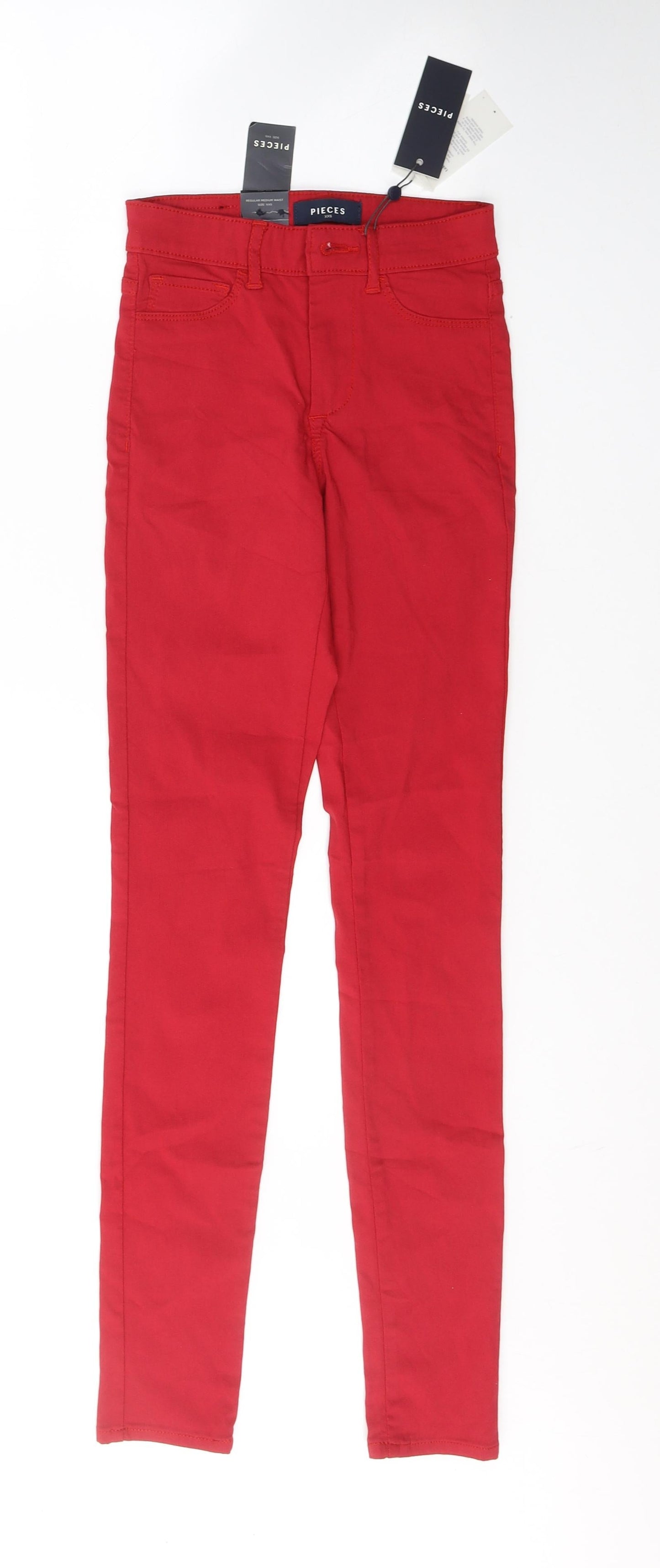 Womens UK Size 2XS Pieces Regular Fit Skinny Red Jeans