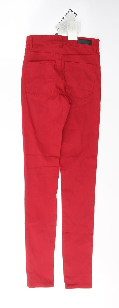 Womens UK Size 2XS Pieces Regular Fit Skinny Red Jeans