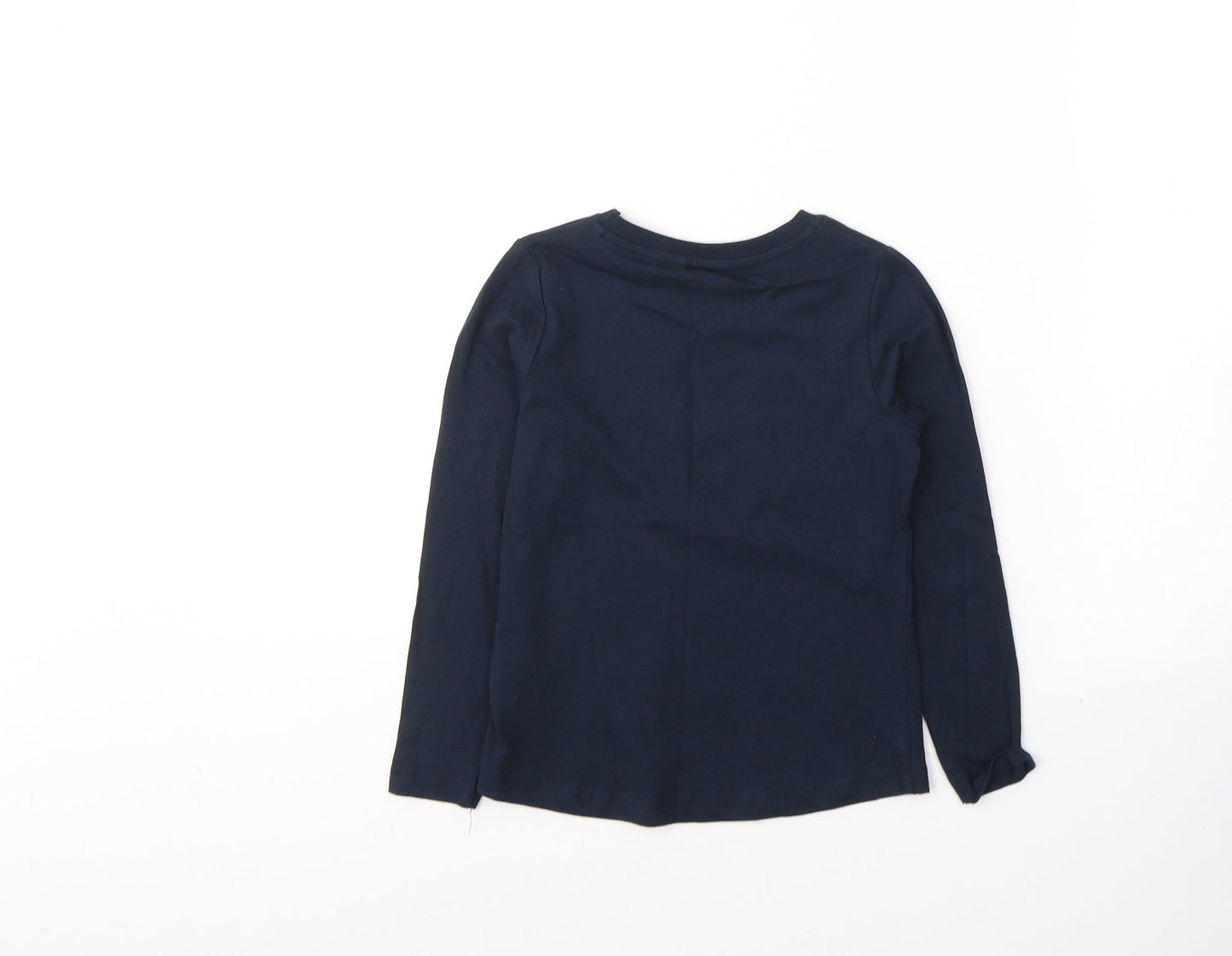 name it Girls Blue  Cotton Pullover Casual Size 6 Years Round Neck Pullover - dreams come true
