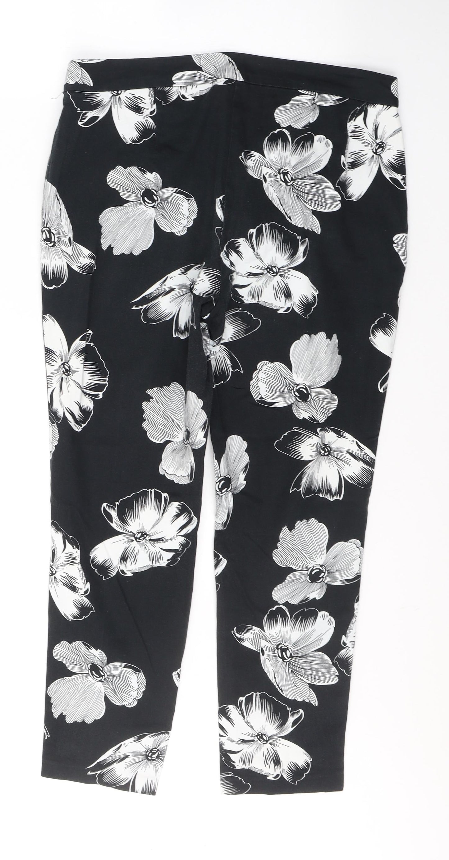 F&F Womens Black Floral Cotton Jegging Jeans Size 32 in L26 in Regular Zip