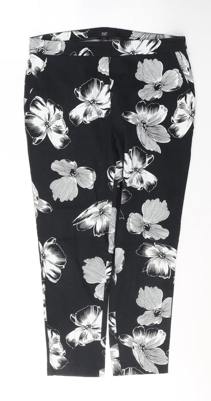 F&F Womens Black Floral Cotton Jegging Jeans Size 32 in L26 in Regular Zip