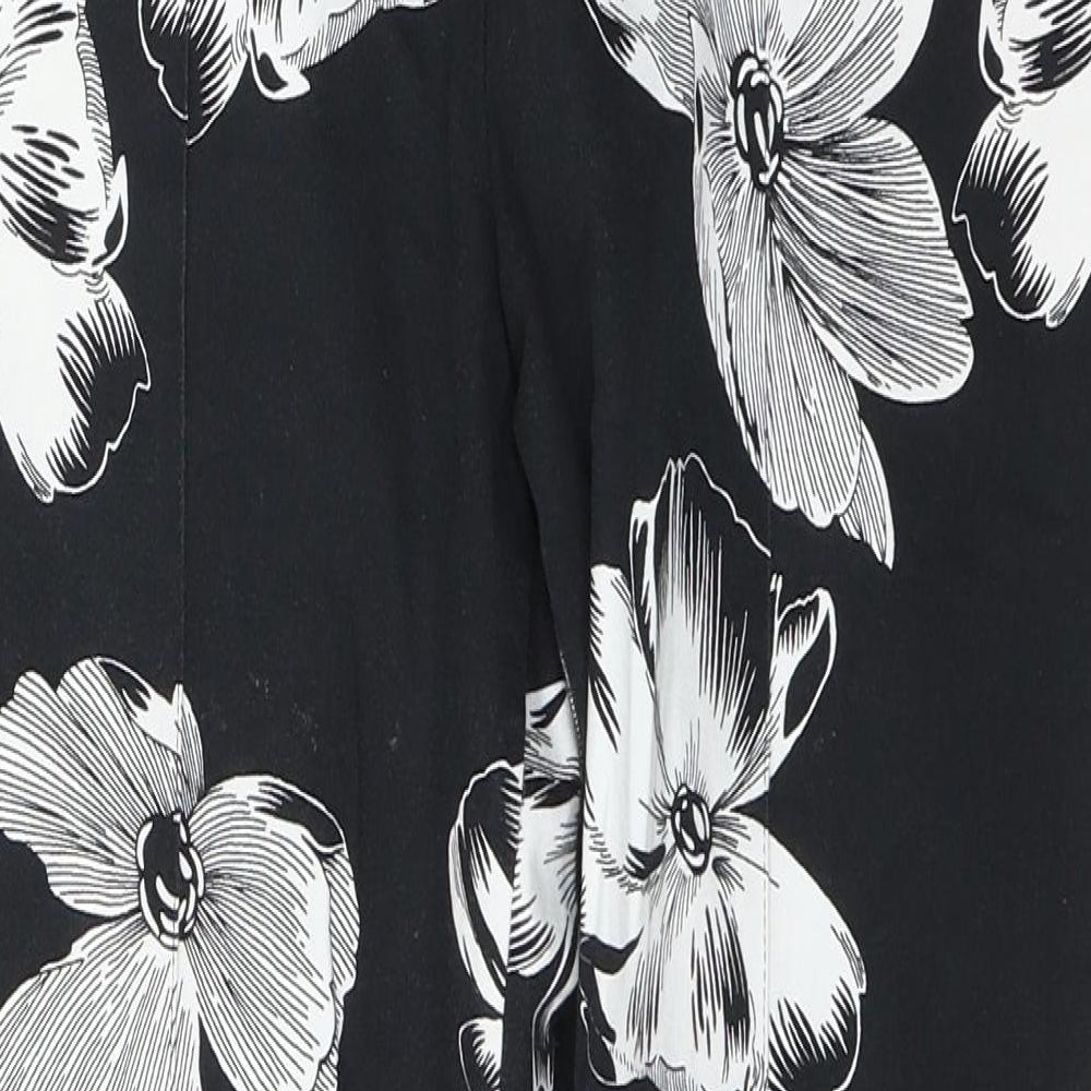 F&F Womens Black Floral Cotton Jegging Jeans Size 32 in L26 in Regular Zip