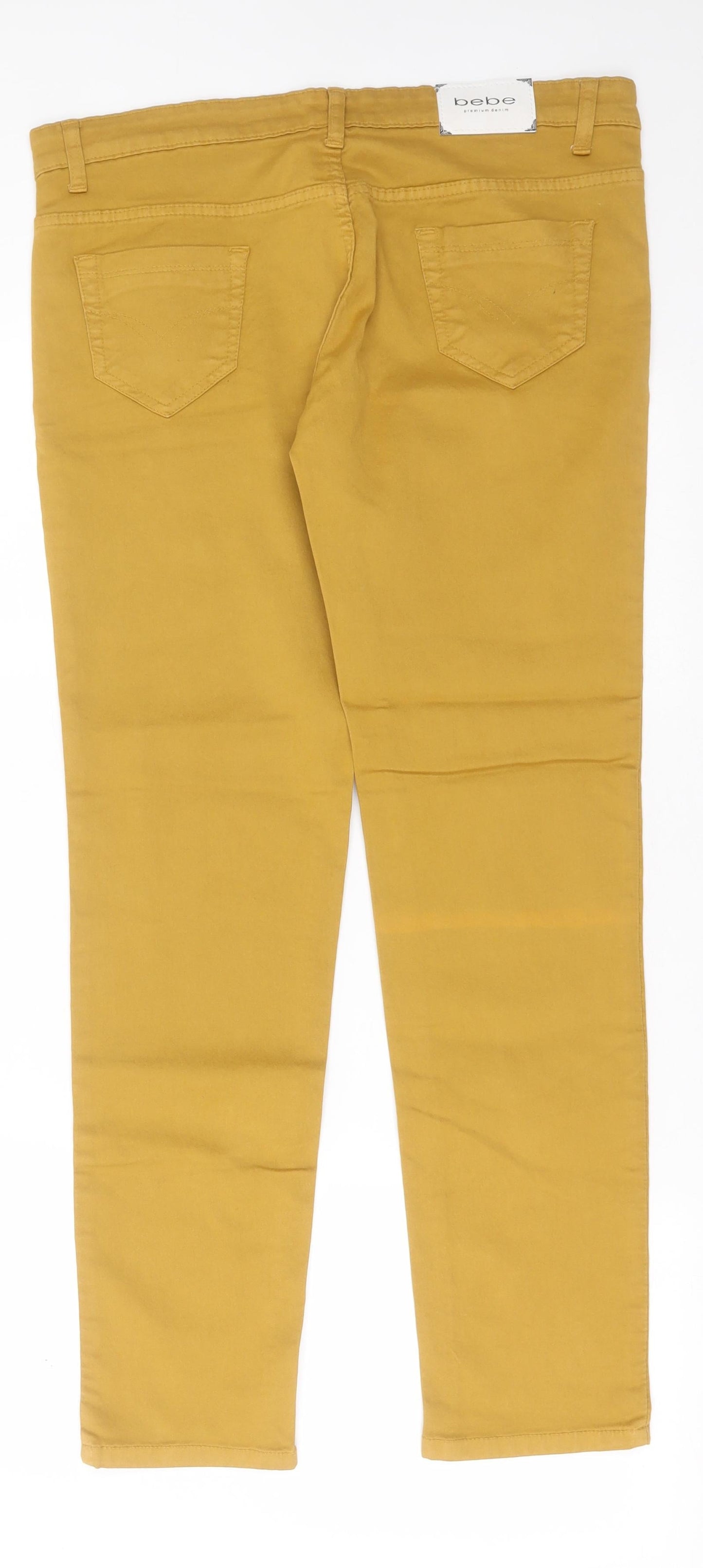 bebe Womens Yellow  Cotton Straight Jeans Size 34 in L30 in Regular Button