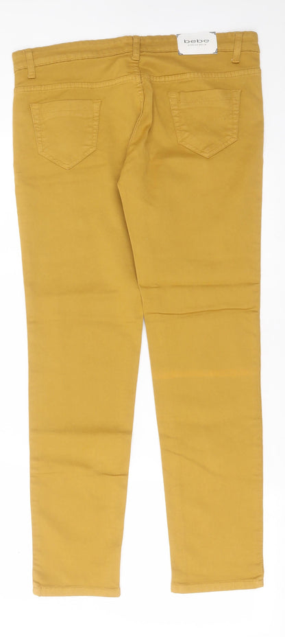 bebe Womens Yellow  Cotton Straight Jeans Size 34 in L30 in Regular Button
