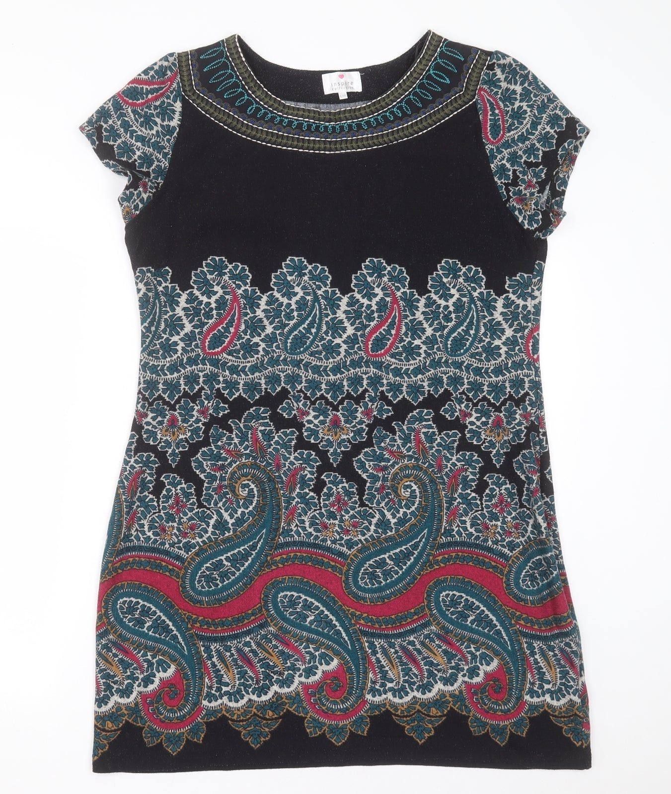 Inspire Collection Womens Multicoloured Geometric Polyester A-Line  Size L  Crew Neck Pullover