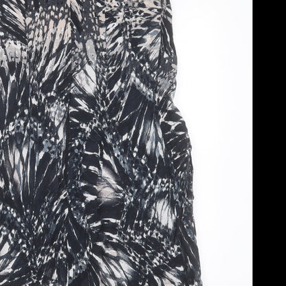 Dorothy Perkins Womens Black Geometric Viscose A-Line  Size 12  Crew Neck Zip