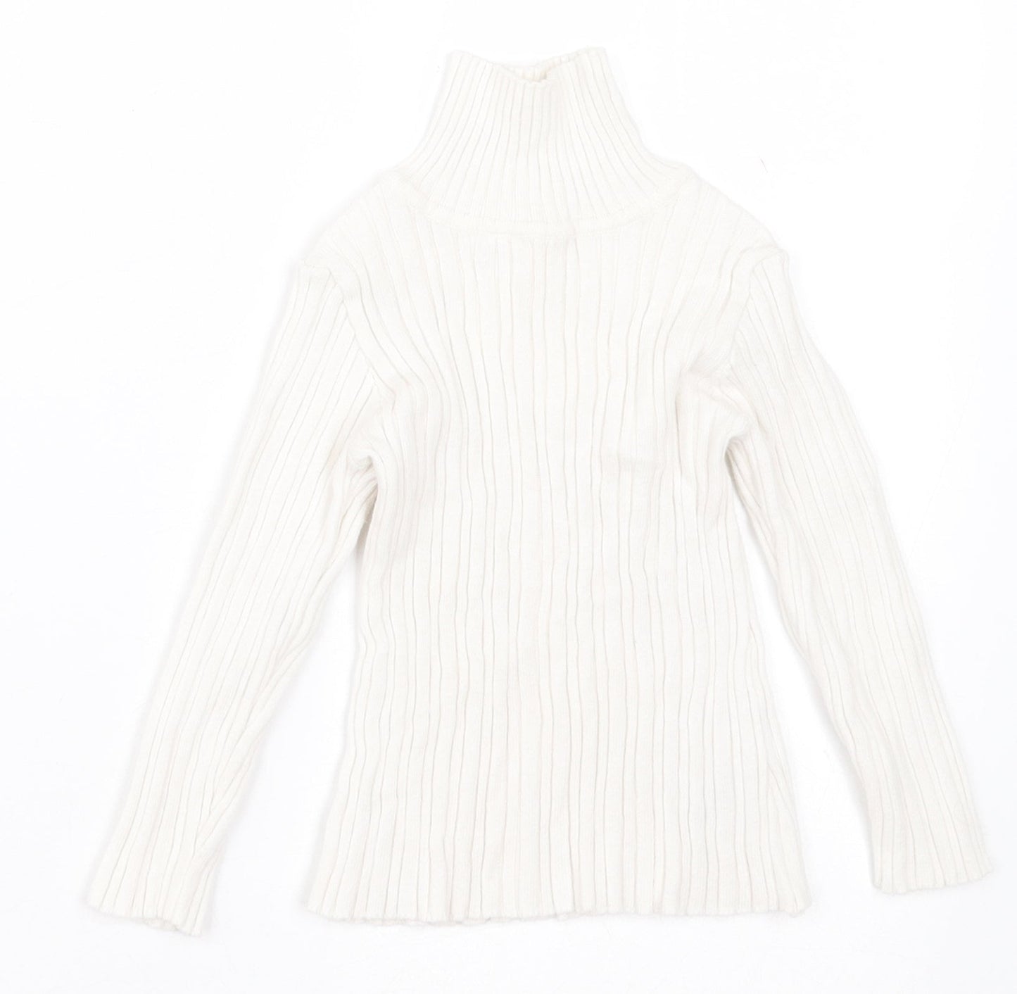 Nutmeg Girls White Roll Neck  Cotton Pullover Jumper Size 2 Years  Pullover