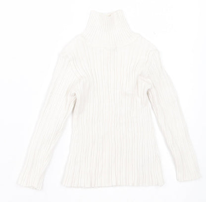 Nutmeg Girls White Roll Neck  Cotton Pullover Jumper Size 2 Years  Pullover