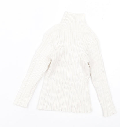 Nutmeg Girls White Roll Neck  Cotton Pullover Jumper Size 2 Years  Pullover