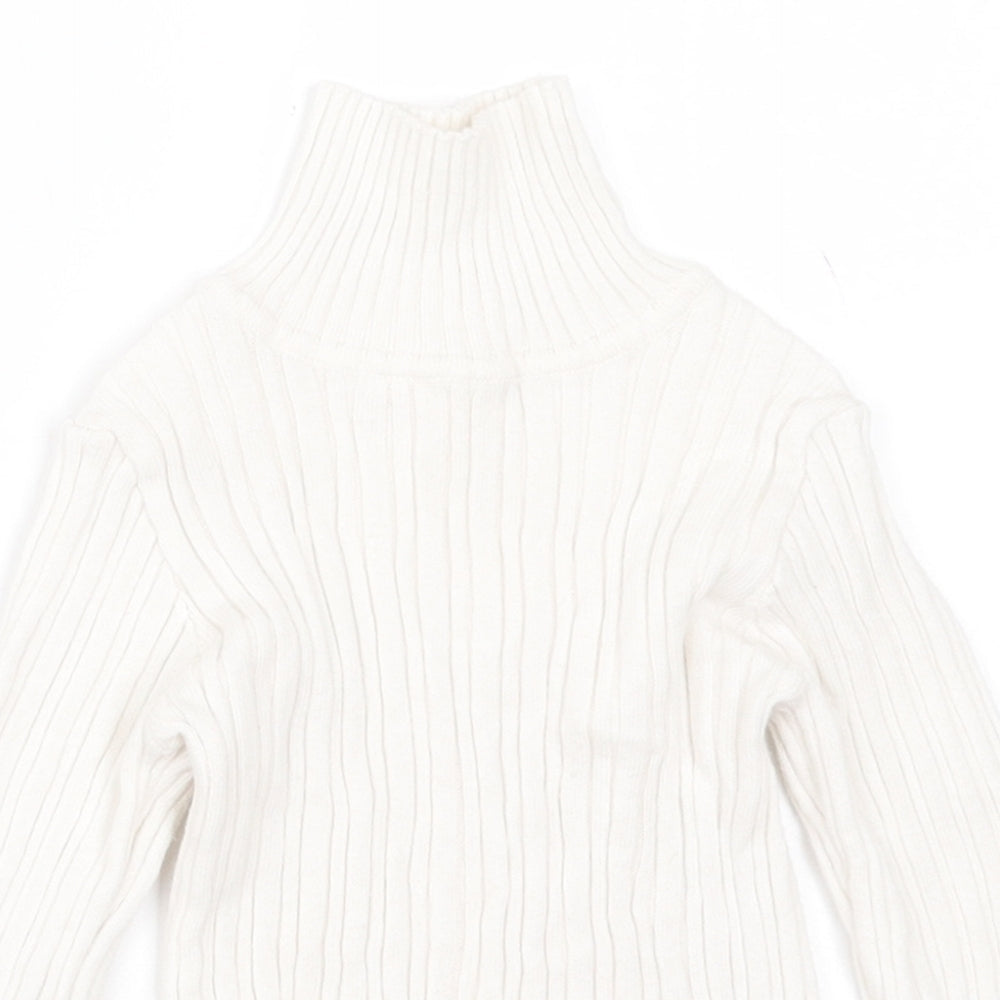 Nutmeg Girls White Roll Neck  Cotton Pullover Jumper Size 2 Years  Pullover
