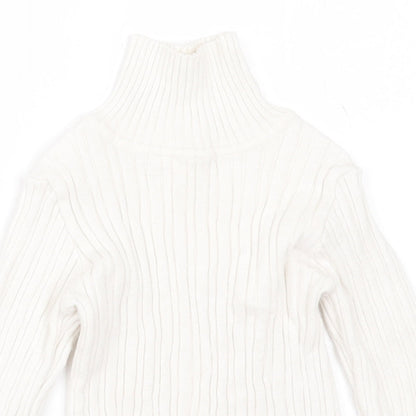 Nutmeg Girls White Roll Neck  Cotton Pullover Jumper Size 2 Years  Pullover