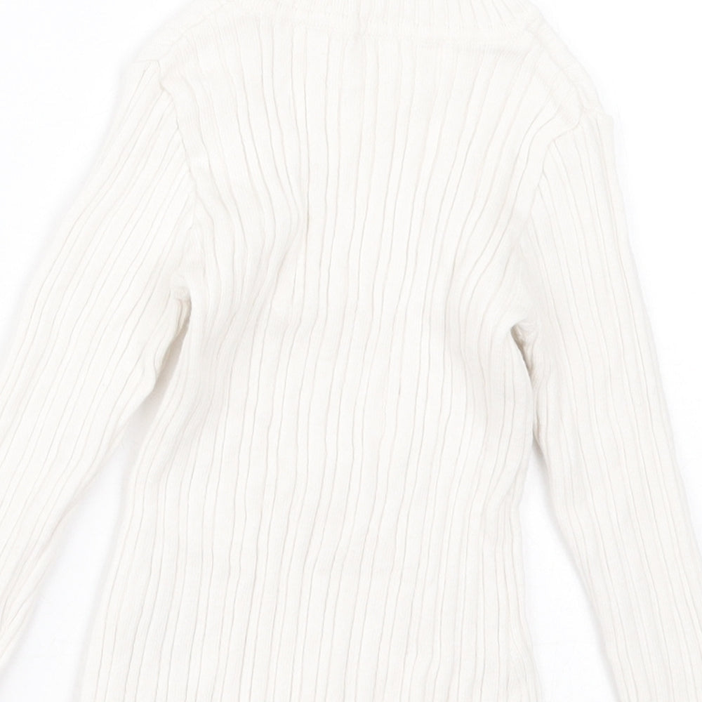 Nutmeg Girls White Roll Neck  Cotton Pullover Jumper Size 2 Years  Pullover