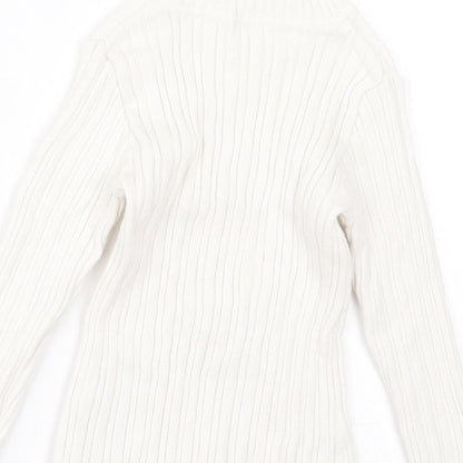 Nutmeg Girls White Roll Neck  Cotton Pullover Jumper Size 2 Years  Pullover