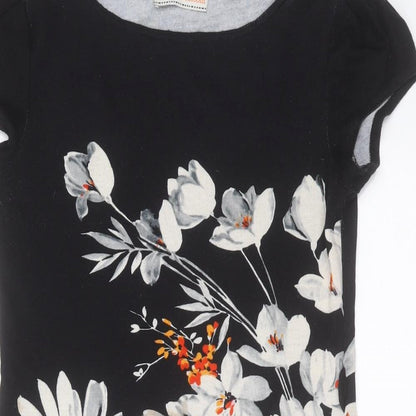 Billie & Blossom Womens Black Floral Polyester A-Line  Size 12  Crew Neck Pullover