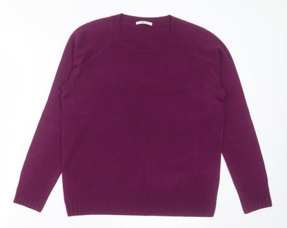 TU Womens Purple Crew Neck  Acrylic Pullover Jumper Size 12