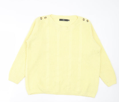 Womens UK Size L Isle Essentials Yellow Pullover Jumper
