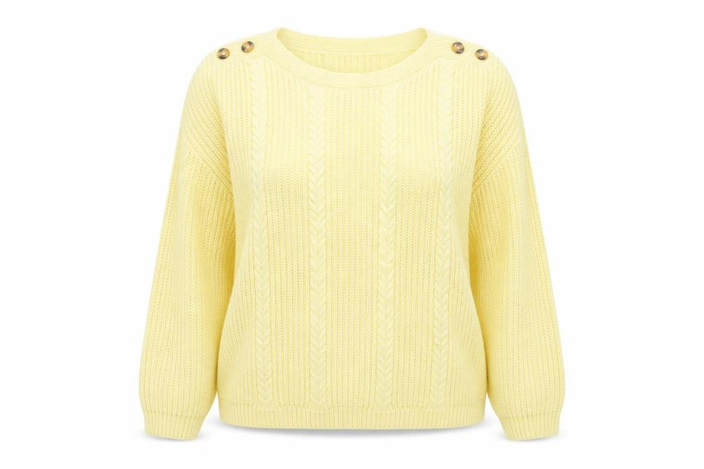 Womens UK Size L Isle Essentials Yellow Pullover Jumper