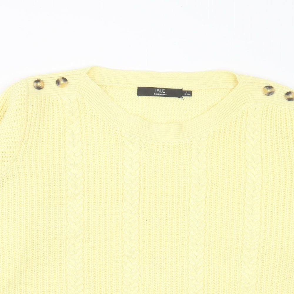 Womens UK Size L Isle Essentials Yellow Pullover Jumper