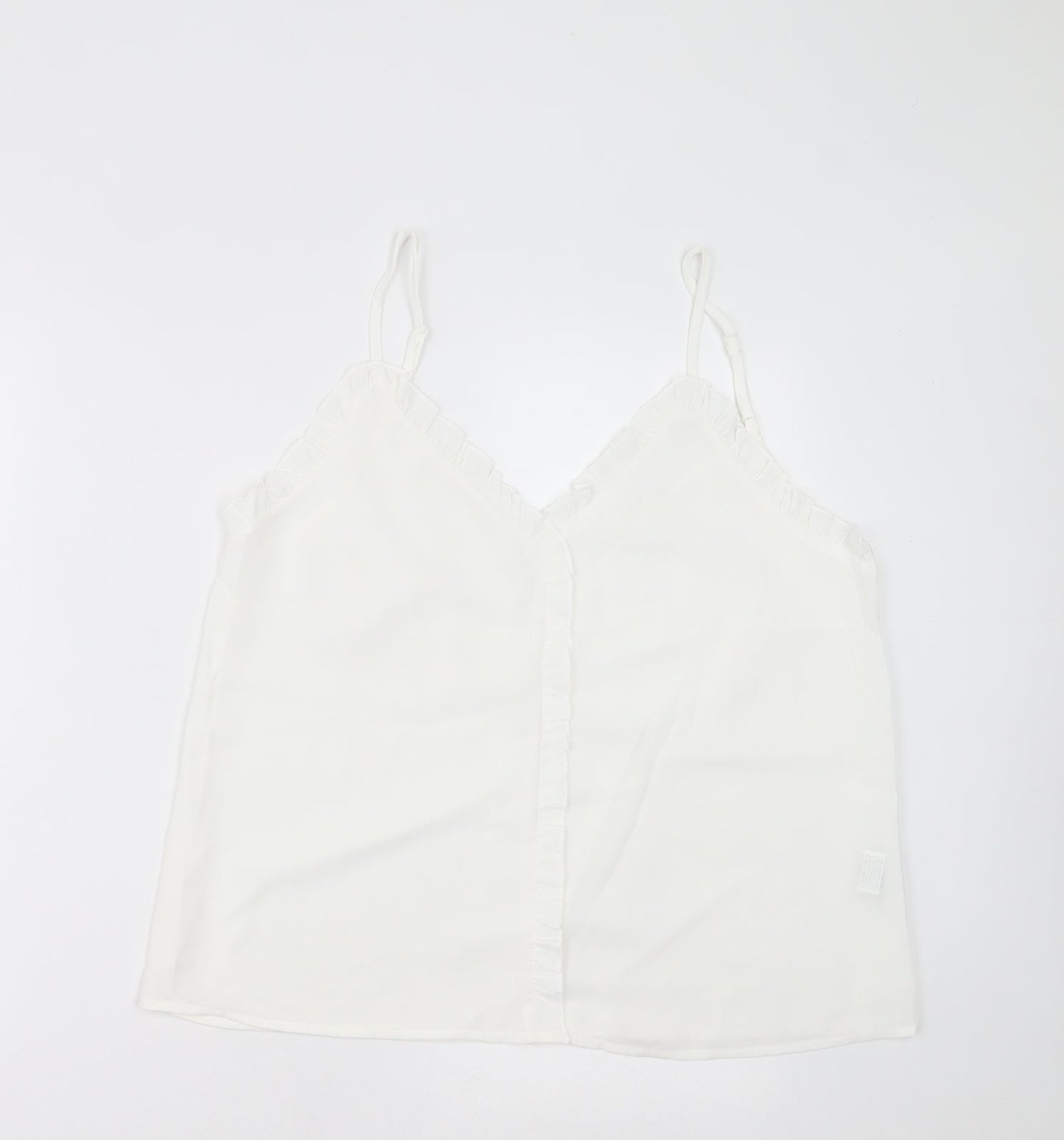 SheIn Womens White  Polyester Basic Tank Size L V-Neck