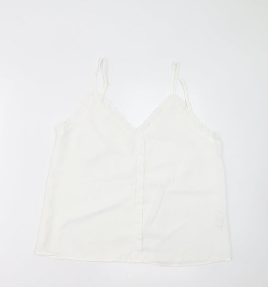 SheIn Womens White  Polyester Basic Tank Size L V-Neck