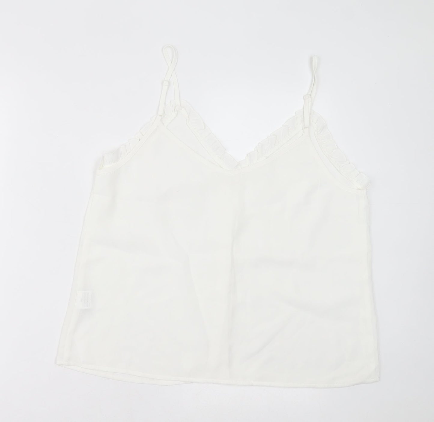 SheIn Womens White  Polyester Basic Tank Size L V-Neck