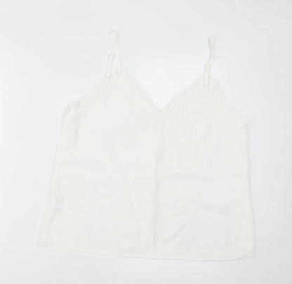 SheIn Womens White  Polyester Basic Tank Size L V-Neck