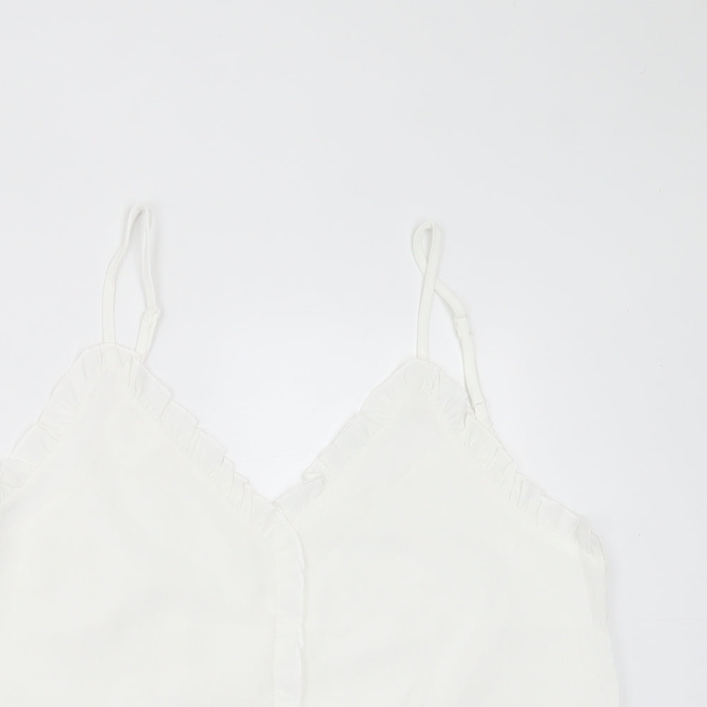 SheIn Womens White  Polyester Basic Tank Size L V-Neck