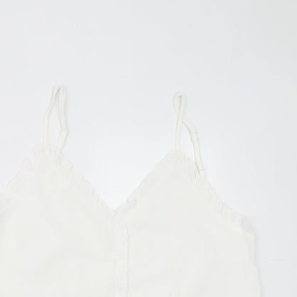 SheIn Womens White  Polyester Basic Tank Size L V-Neck