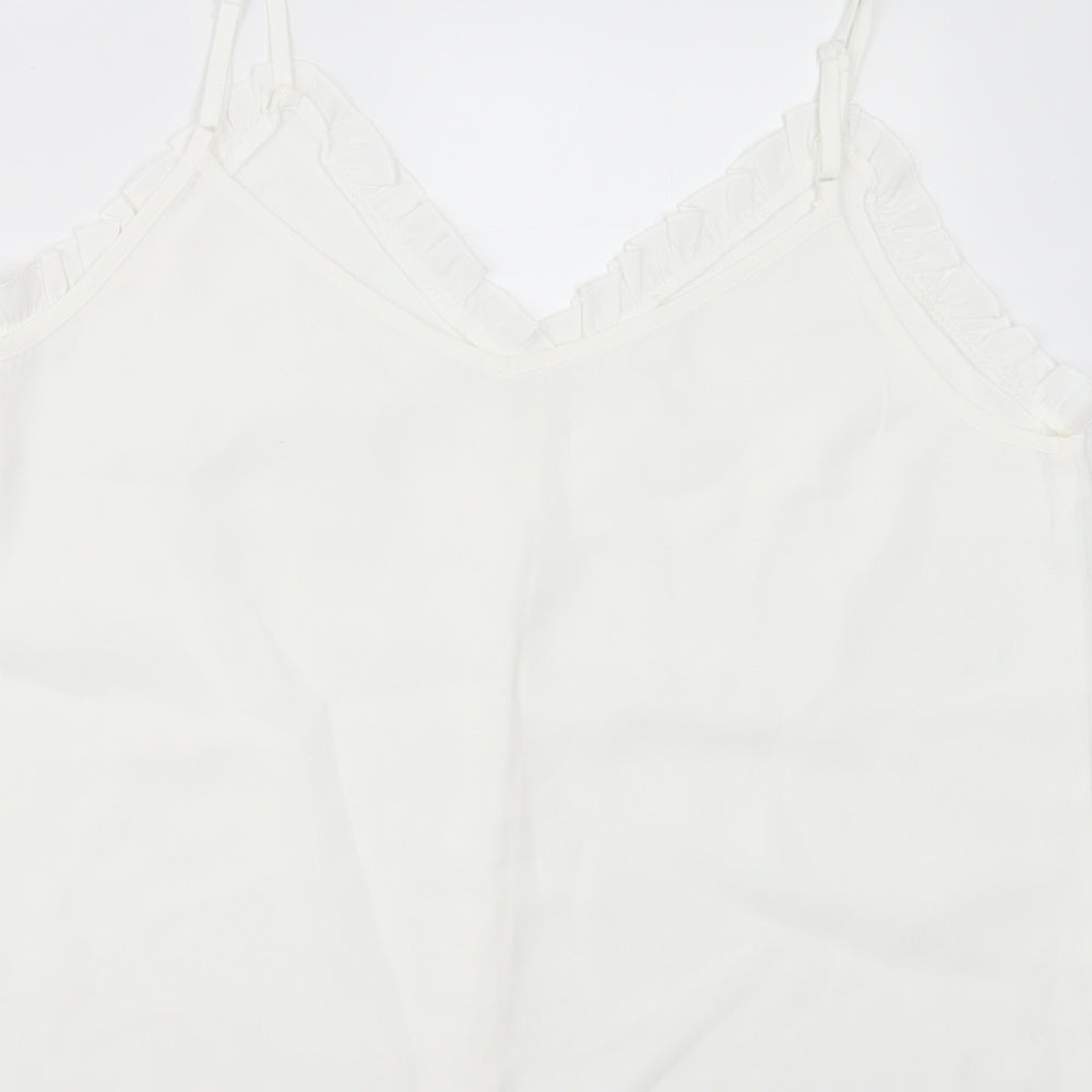 SheIn Womens White  Polyester Basic Tank Size L V-Neck