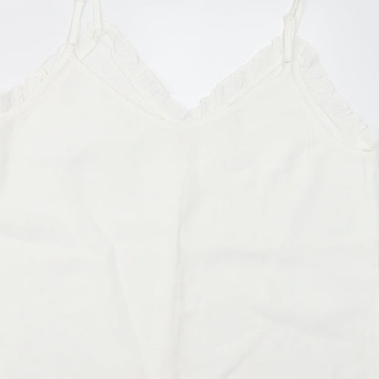 SheIn Womens White  Polyester Basic Tank Size L V-Neck