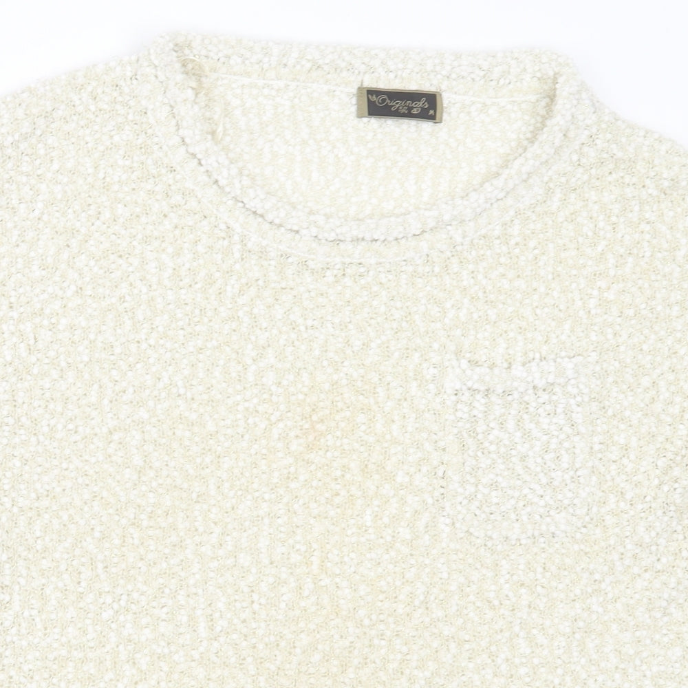 originals Womens Ivory  Polyester Basic T-Shirt Size M Crew Neck