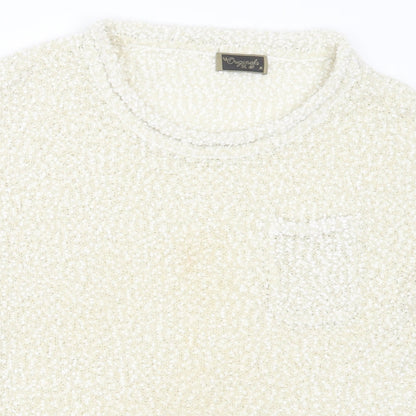 originals Womens Ivory  Polyester Basic T-Shirt Size M Crew Neck