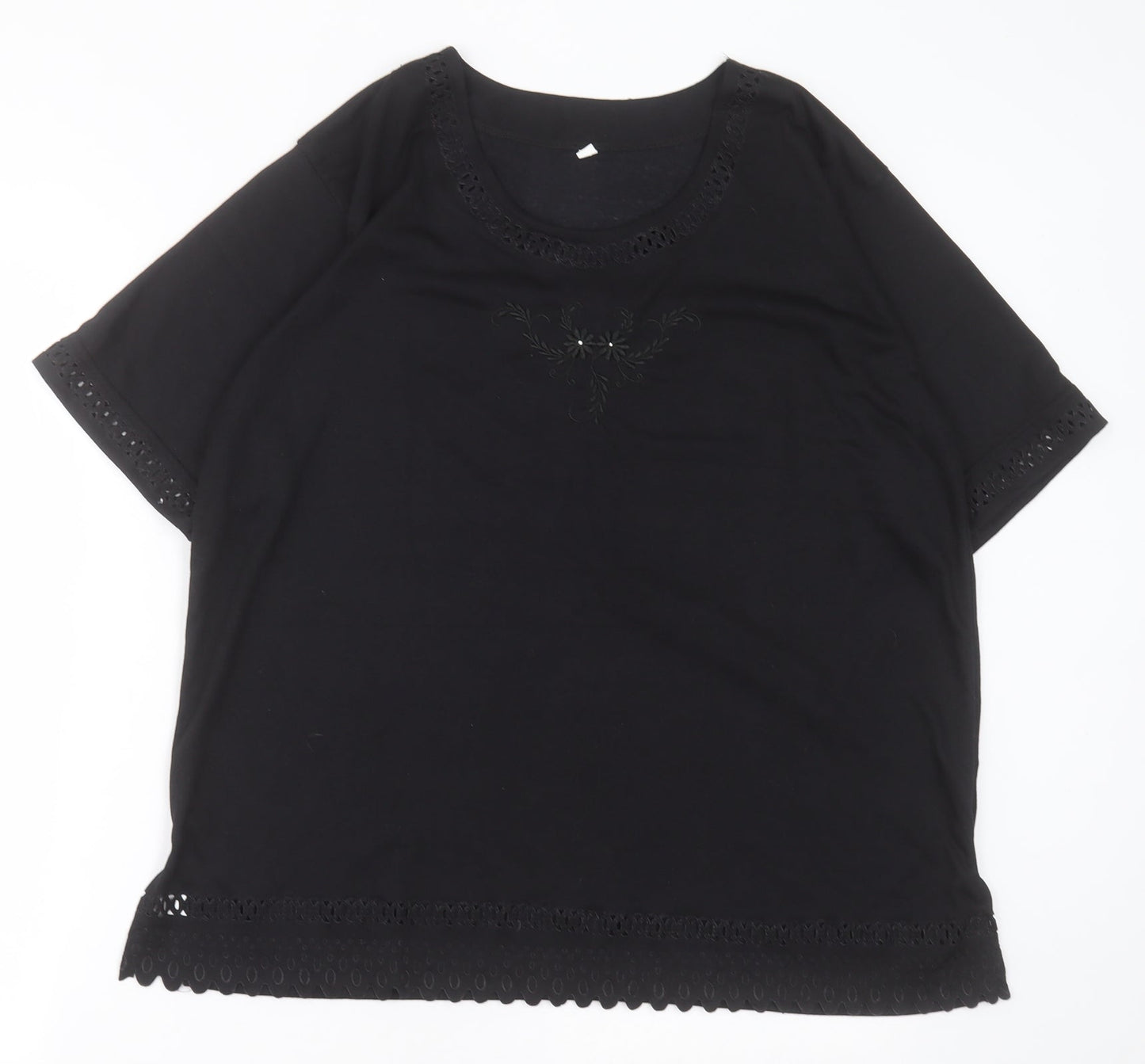Womens UK Size XL Preworn Black Basic T-Shirt