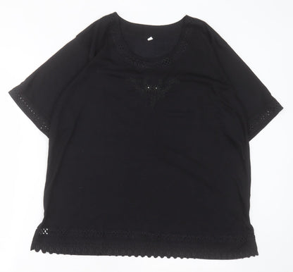 Womens UK Size XL Preworn Black Basic T-Shirt