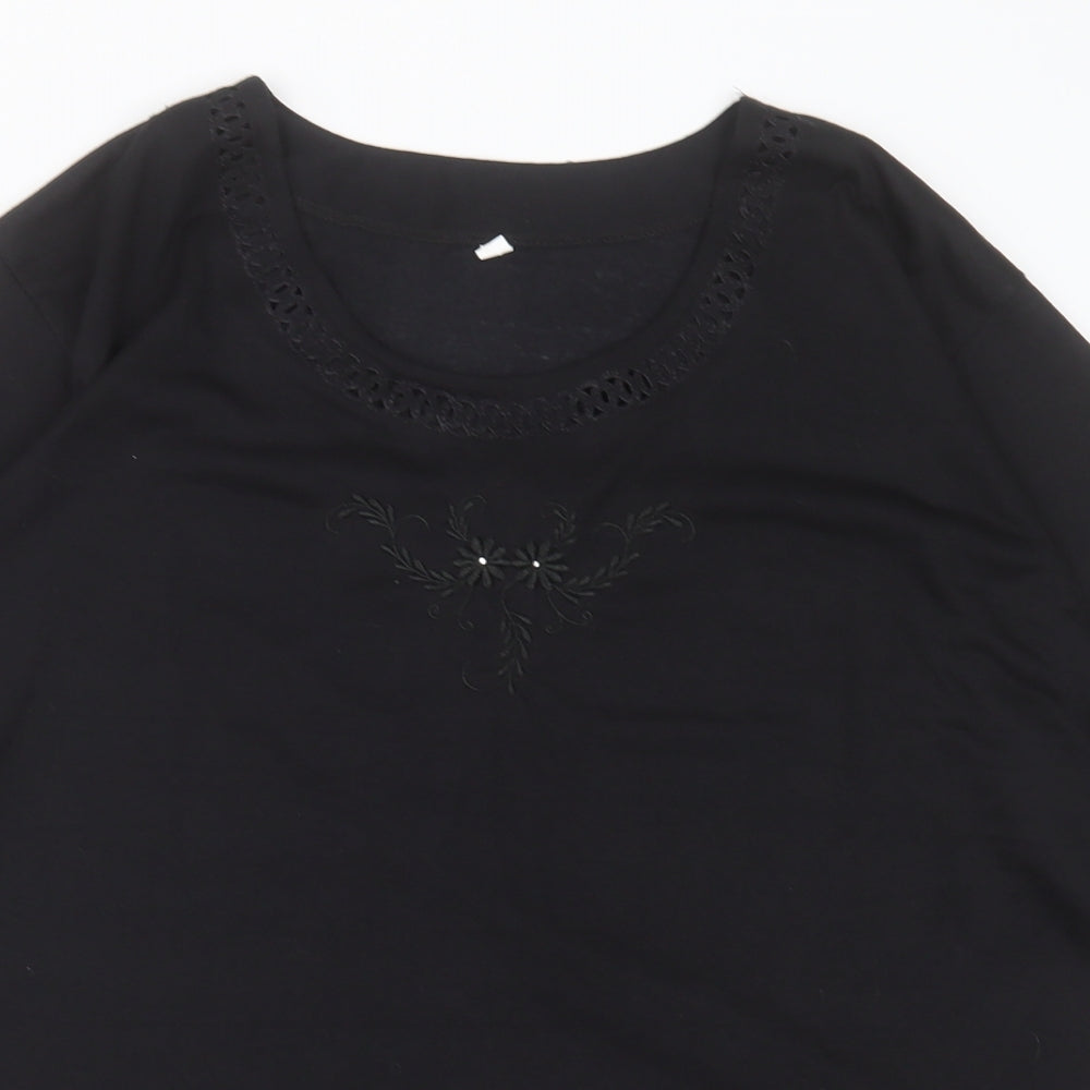 Womens UK Size XL Preworn Black Basic T-Shirt