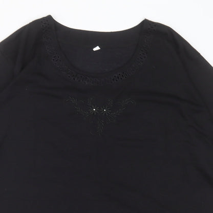 Womens UK Size XL Preworn Black Basic T-Shirt