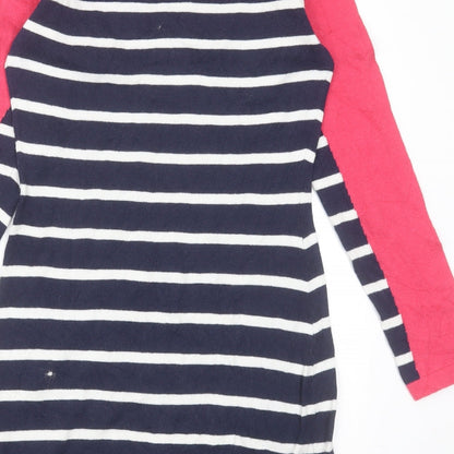 Clements Ribeiro Womens Blue Striped Cotton Jumper Dress  Size 10  Crew Neck Pullover