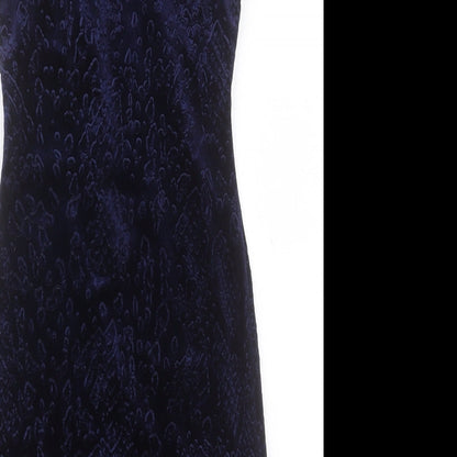 Topshop Womens Blue Geometric Polyester Bodycon  Size 6  Crew Neck Zip