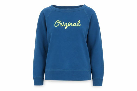 Front view of Gap women’s blue cotton pullover sweatshirt, size S, pullover