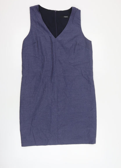 NEXT Womens Blue  Polyester Pencil Dress  Size 8  V-Neck Zip