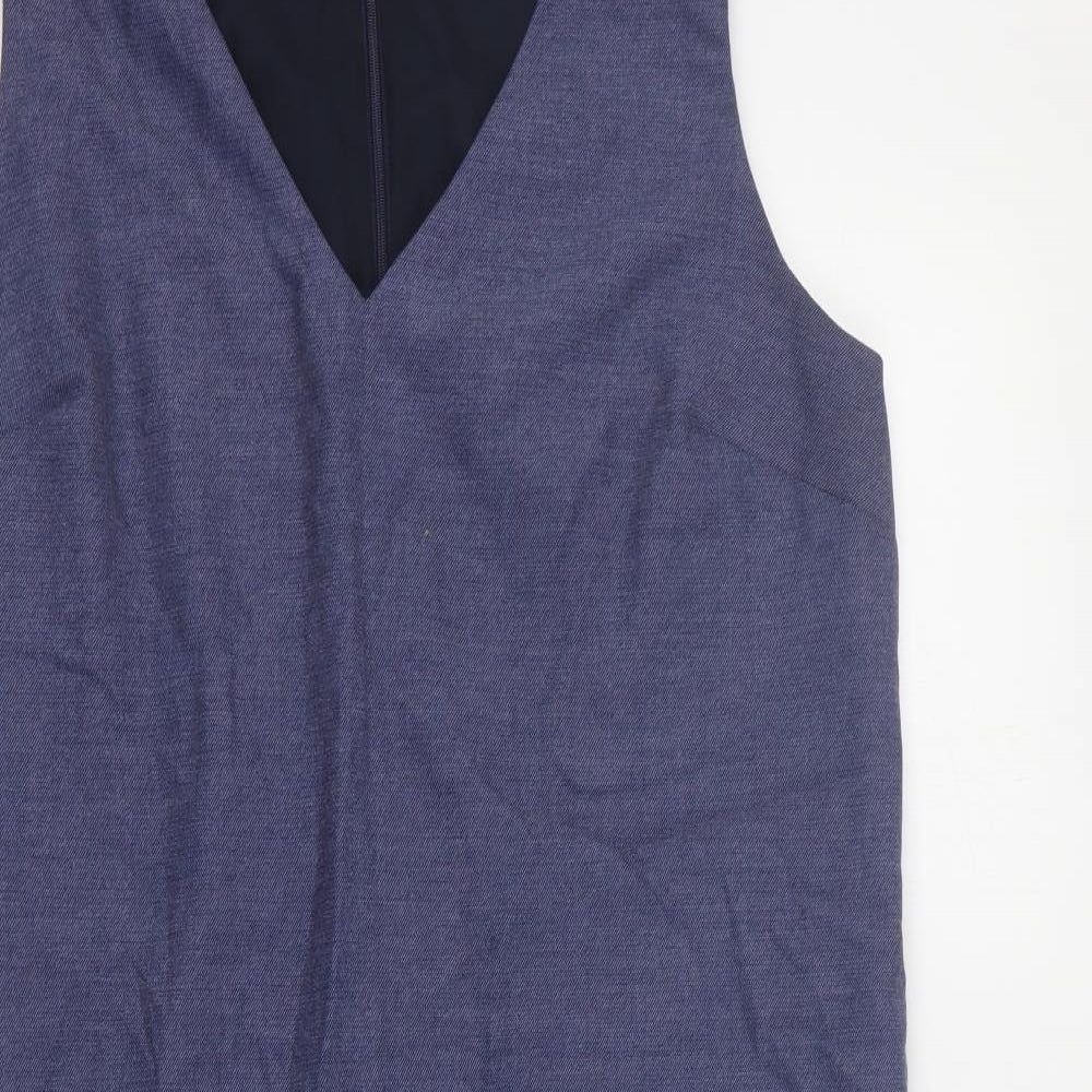 NEXT Womens Blue  Polyester Pencil Dress  Size 8  V-Neck Zip