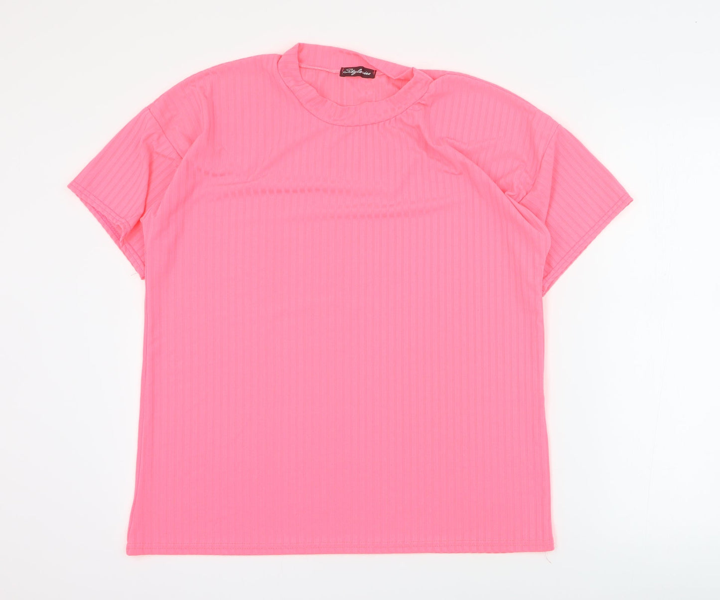 Womens UK Size M Stylewise Pink Basic T-Shirt